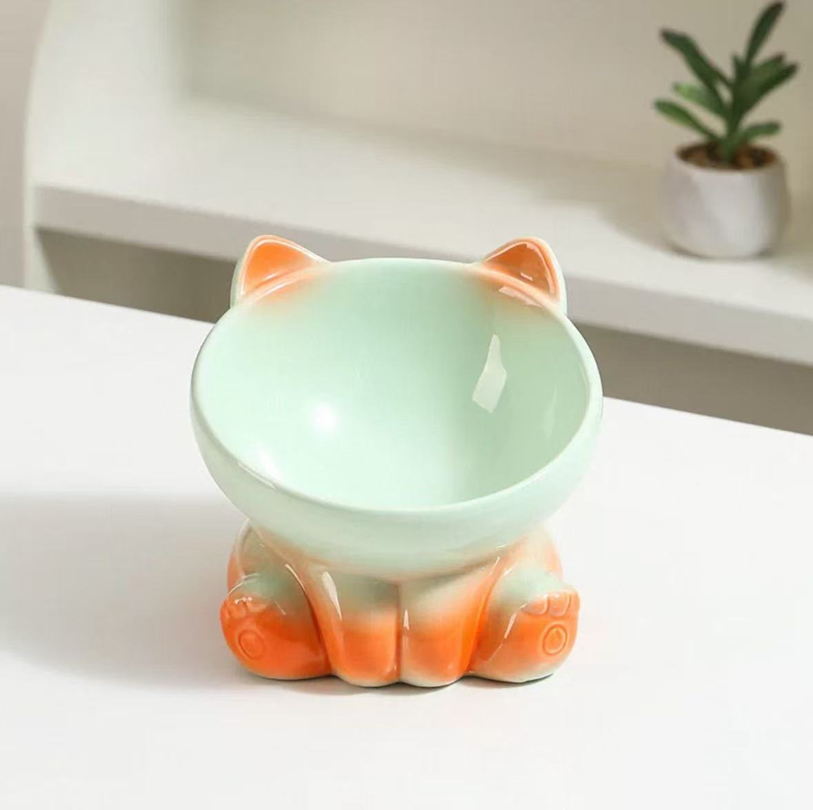 Gradient Ceramic Pet Bowl Ergonomic Anti-Spill