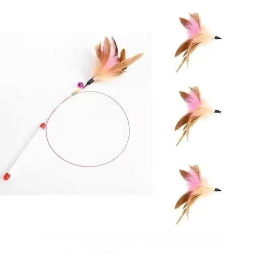 Feather Cat Teaser Wand with 3 Replacement Heads