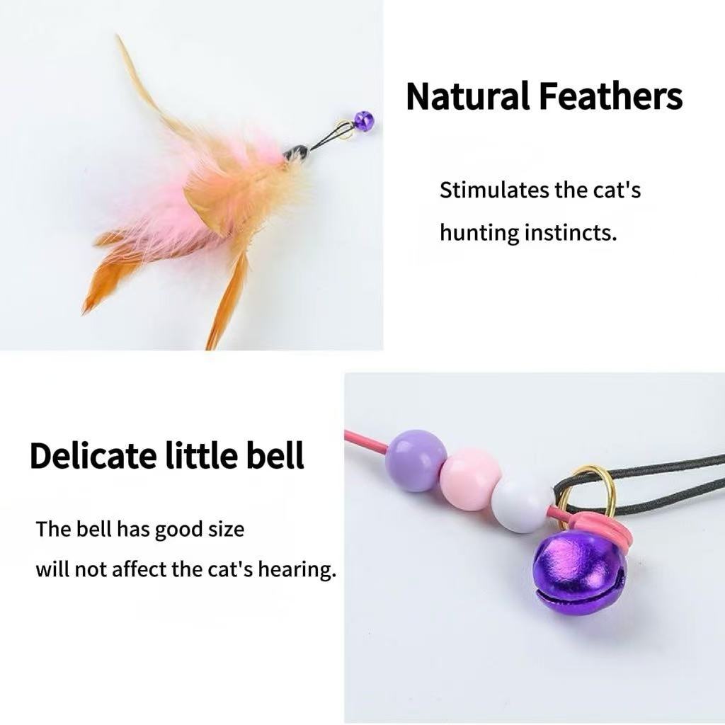 Feather Cat Teaser Wand with 3 Replacement Heads