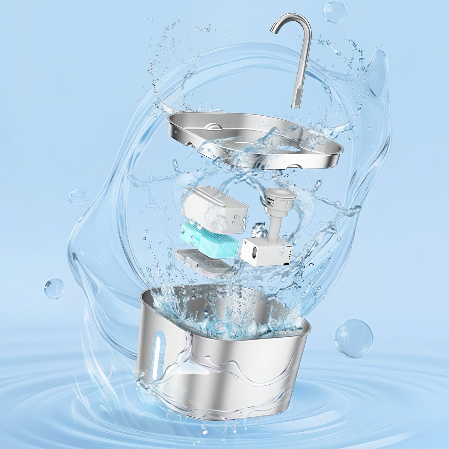 Aster Pro Stainless Steel Pet Water Fountain - OKIEEPET