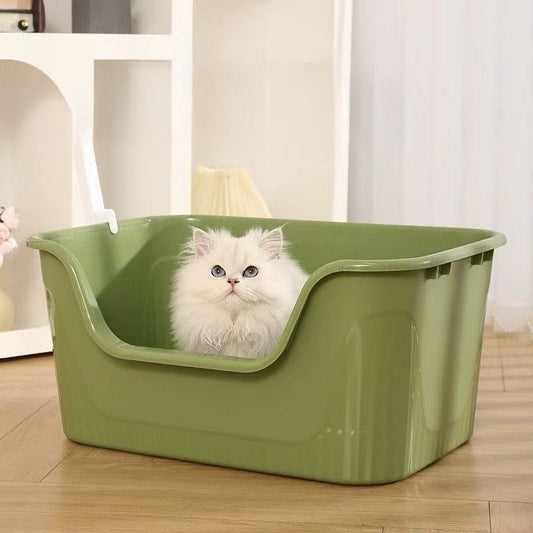 Open - Top U - Shape Entry Cat Litter Tray with Scoop - OKIEEPET
