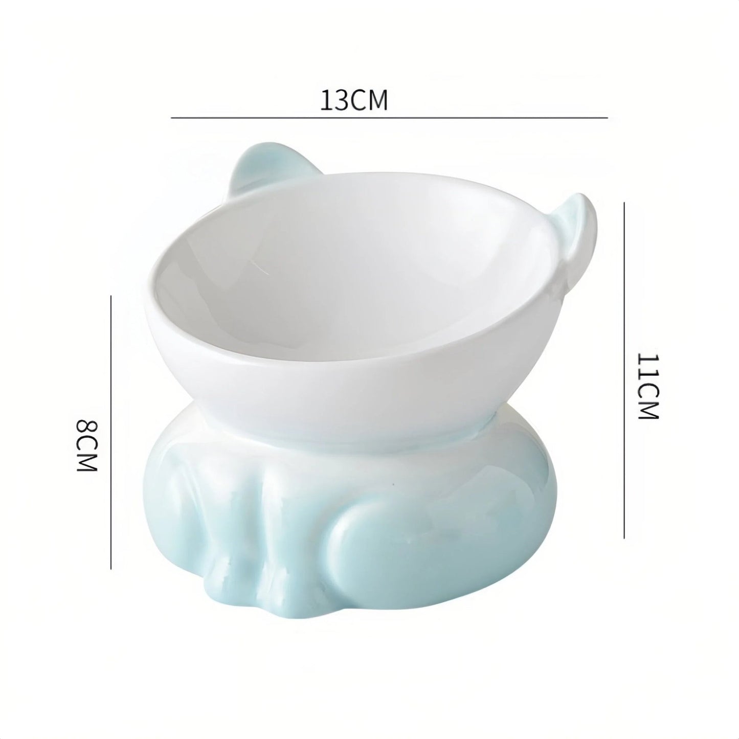 Pre - Order: Pastel Kitty Shaped Elevated Pet Bowl - OKIEEPET