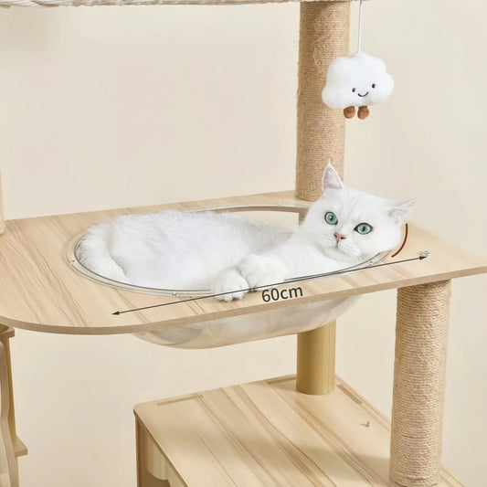 SkyNest CatEar Wooden Cat Tree - OKIEEPET