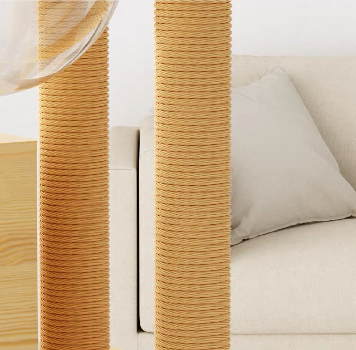 185cm Tall "Paw & Cloud" Wooden Cat Tree – Plush Perch, Space Capsule & Cute Condos - OKIEEPET