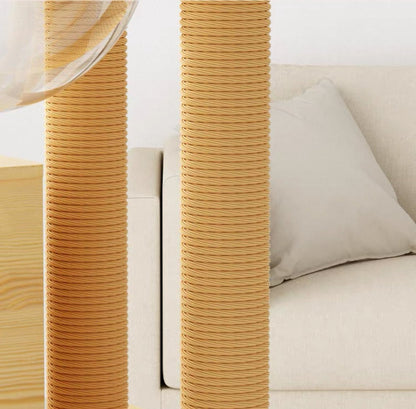 185cm Tall "Paw & Cloud" Wooden Cat Tree – Plush Perch, Space Capsule & Cute Condos - OKIEEPET