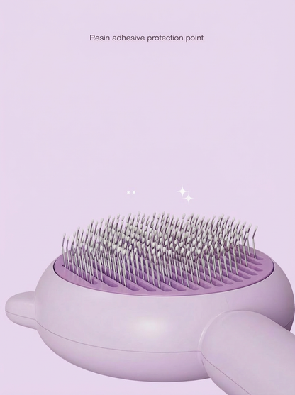 Close-up of a pastel purple hairbrush with resin adhesive protection on bristle tips