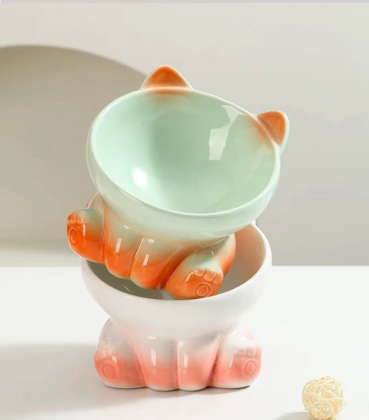 Gradient Ceramic Pet Bowl Ergonomic Anti-Spill