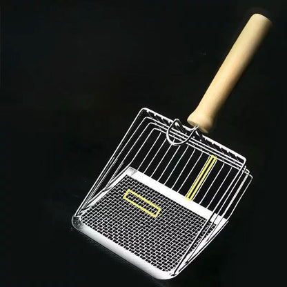 Stainless Steel Cat Litter Scoop with Wooden Handle