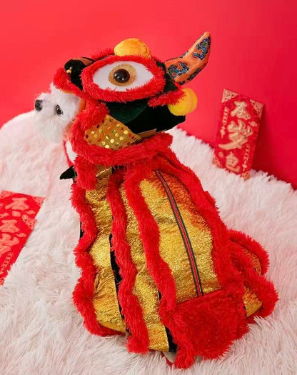 Pet Lion Dance Costume – Festive Cat & Dog Outfit  - OKIEEPET