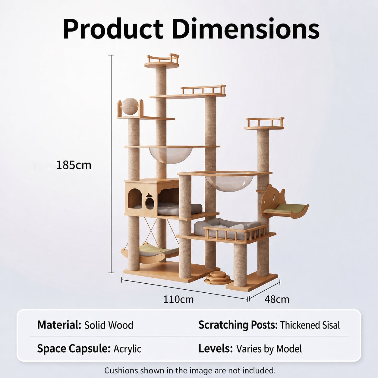 Arbor Summit Solid Wood Cat Tree - OKIEEPET