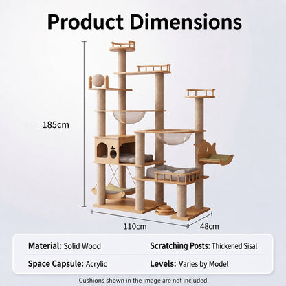 Arbor Summit Solid Wood Cat Tree - OKIEEPET