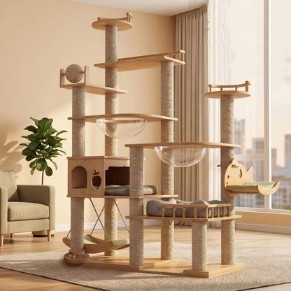 Arbor Summit Solid Wood Cat Tree - OKIEEPET