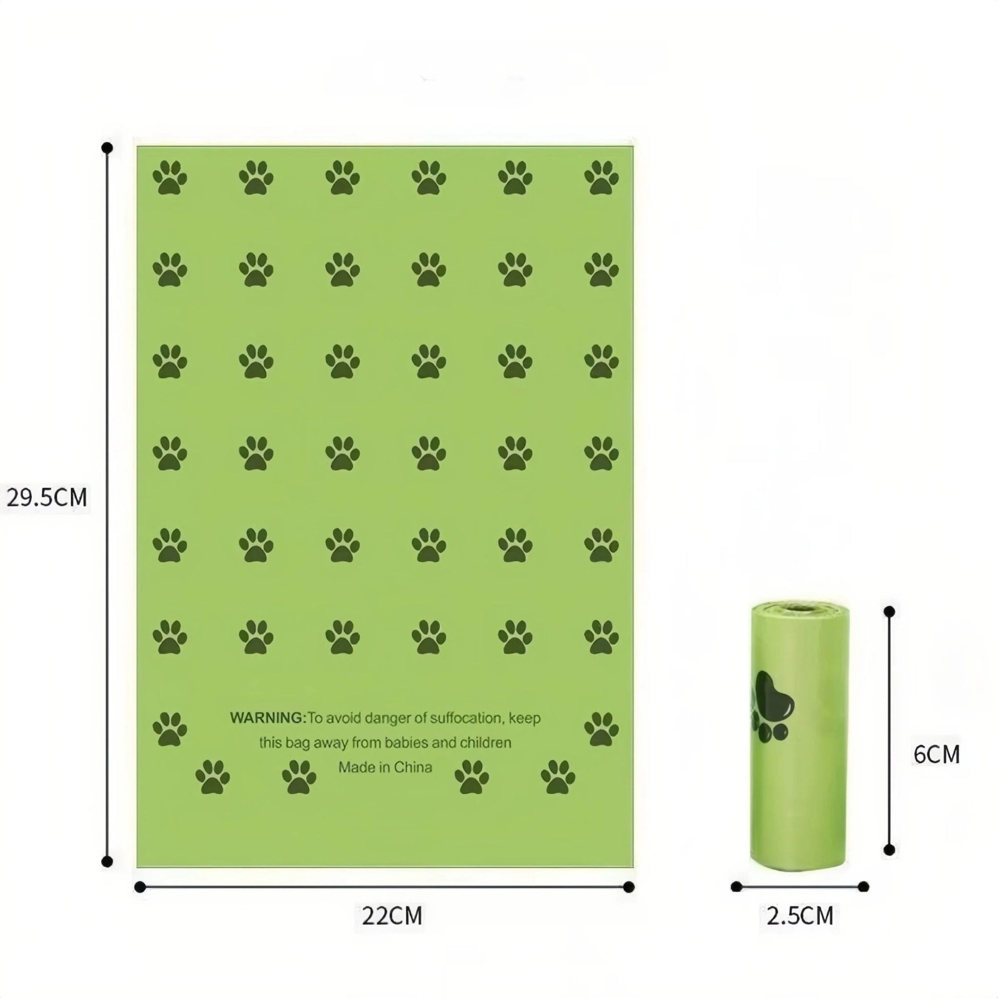 Biodegradable Pet Waste Bag Roll – Paw Print Design (Single Roll) - OKIEEPET