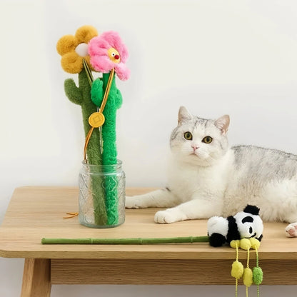 Cat Teaser Wand - Yellow Flower - OKIEEPET