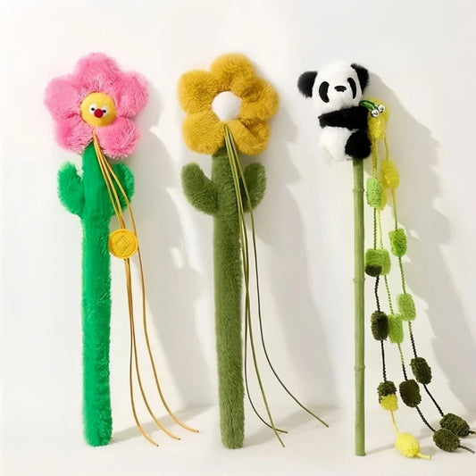 Cat Teaser Wand - Yellow Flower - OKIEEPET