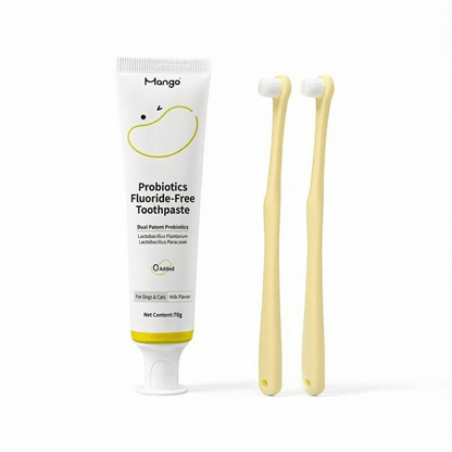 Cat Toothbrush & Probiotic Toothpaste Set - OKIEEPET