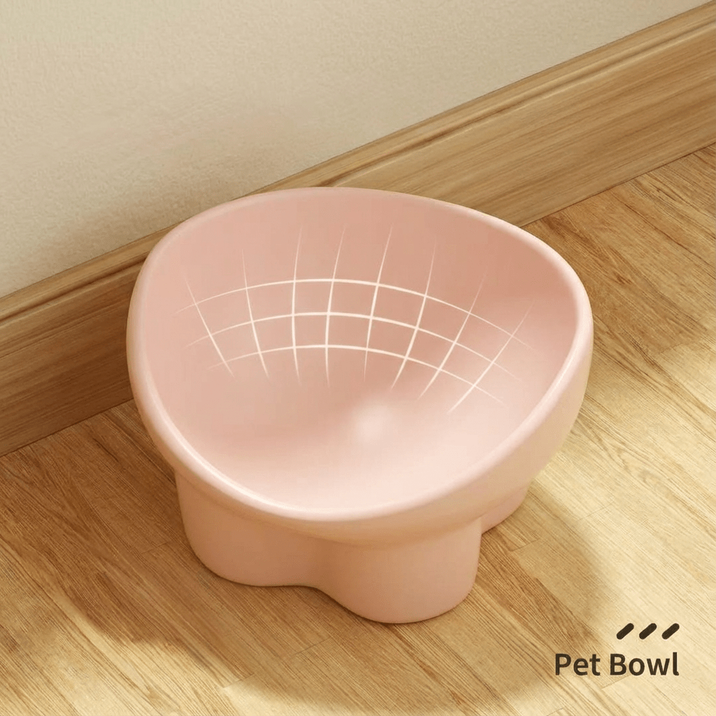 Creamy Pink Ergonomic Pet Bowl - OKIEEPET