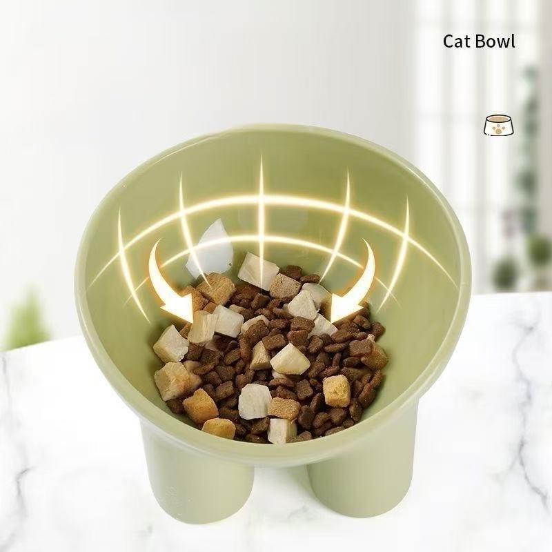 Elevated Cat Bowl Anti Spill, Easy Clean & Ergonomic Design - OKIEEPET