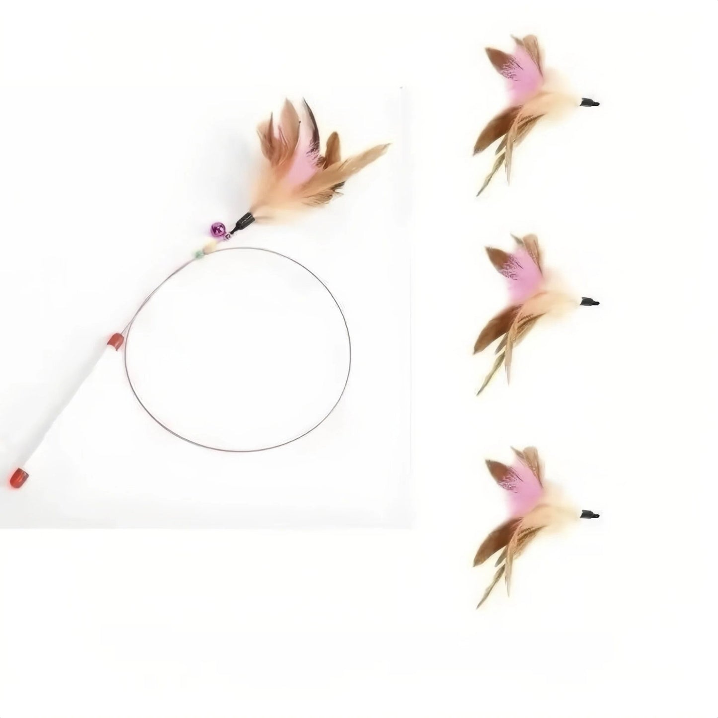 Feather Cat Teaser Wand with 3 Replacement Heads - OKIEEPET
