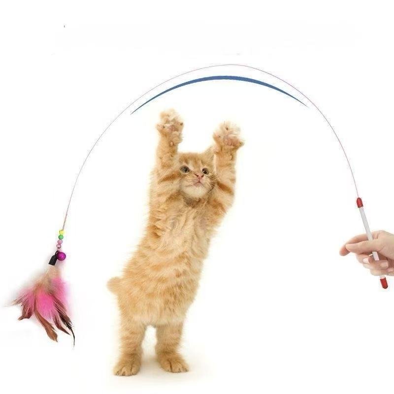 Feather Cat Teaser Wand with 3 Replacement Heads - OKIEEPET