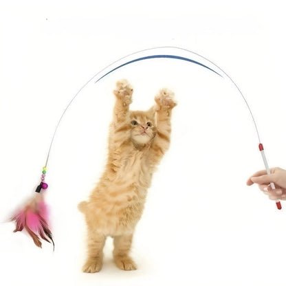 Feather Cat Teaser Wand with 3 Replacement Heads - OKIEEPET