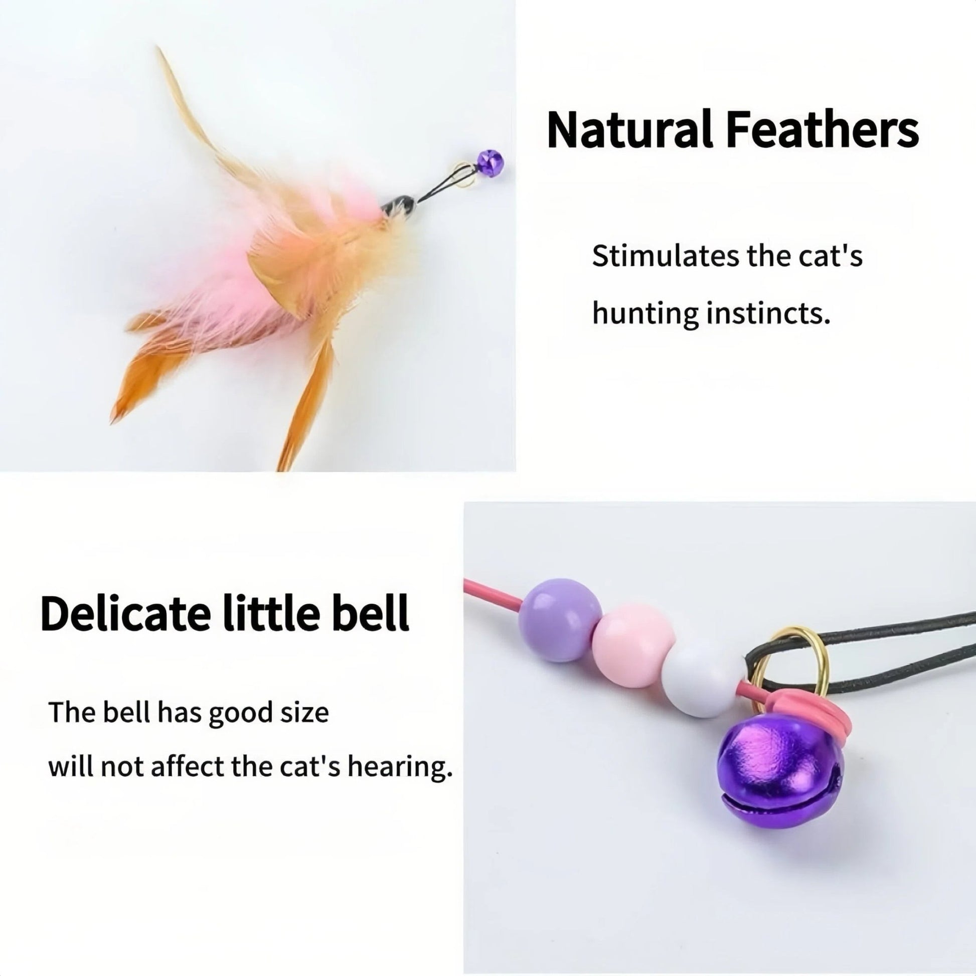 Feather Cat Teaser Wand with 3 Replacement Heads - OKIEEPET