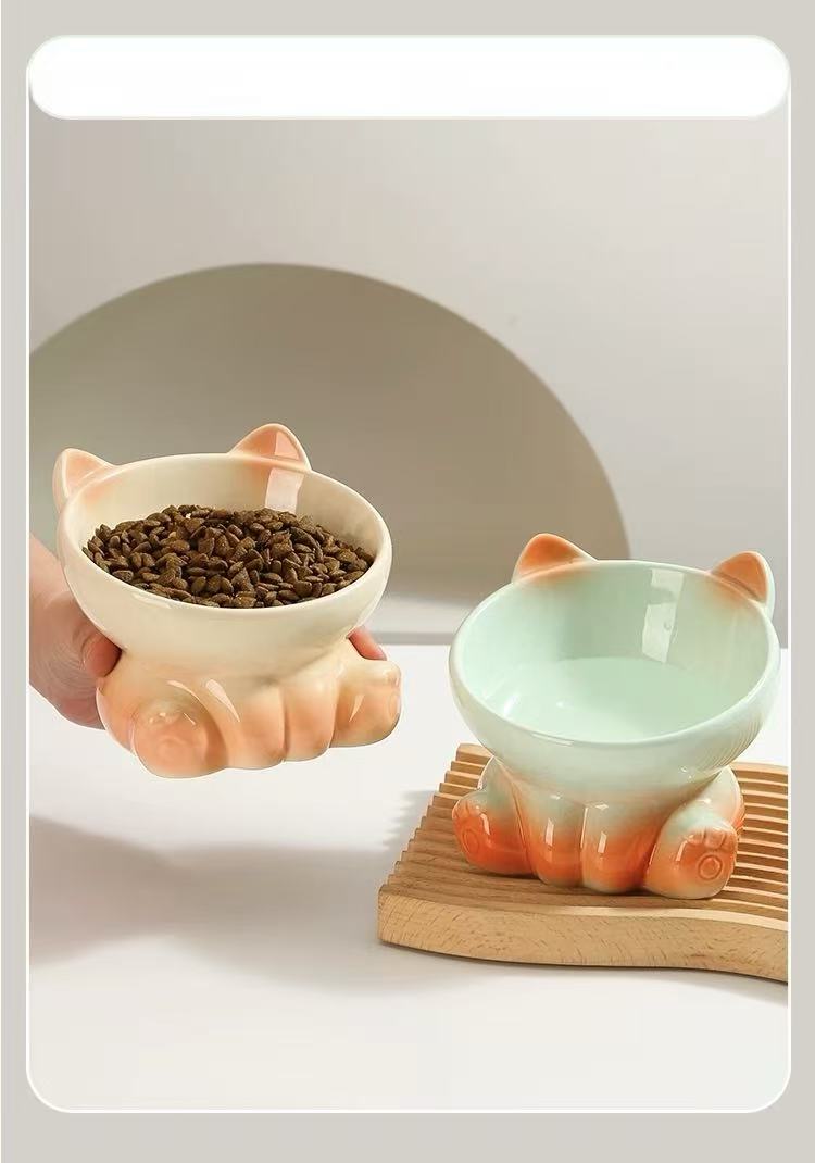 Gradient Ceramic Pet Bowl Ergonomic Anti - Spill - OKIEEPET
