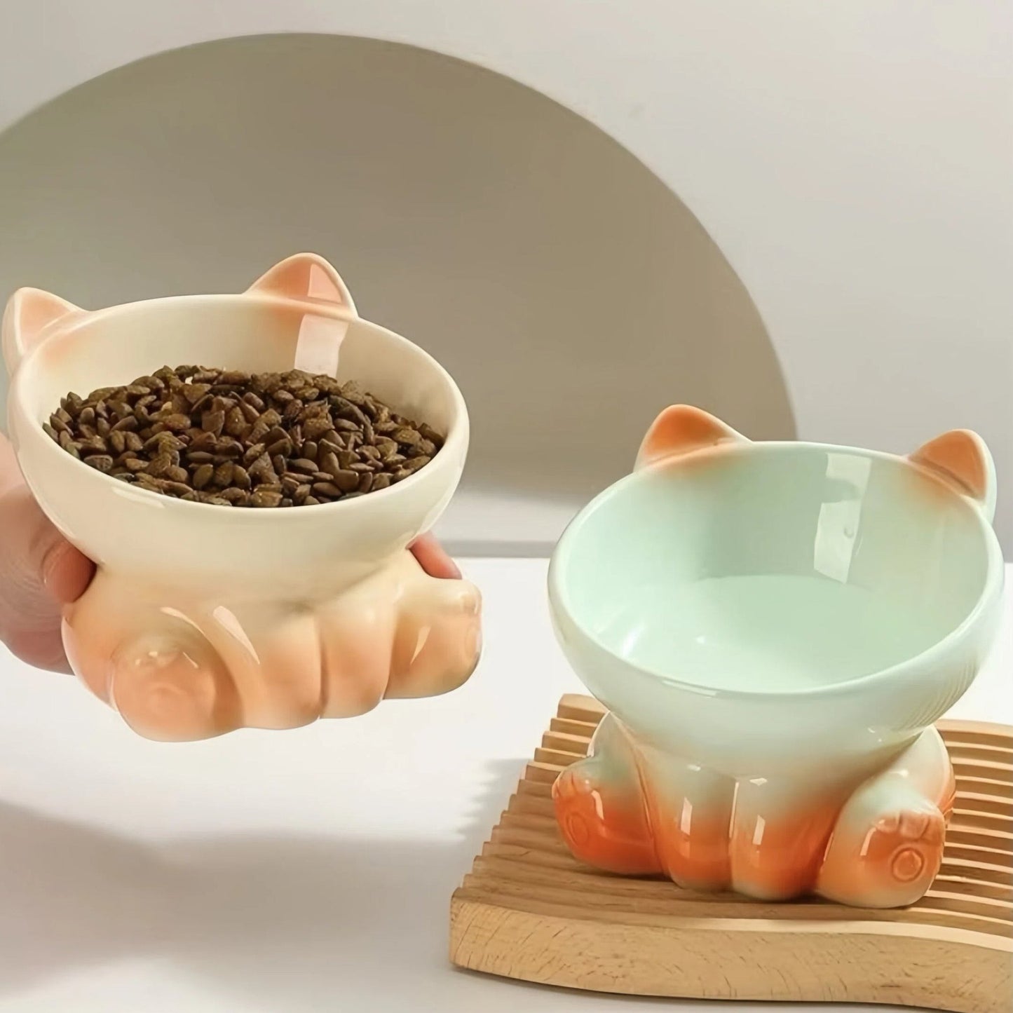 Gradient Ceramic Pet Bowl Ergonomic Anti - Spill - OKIEEPET
