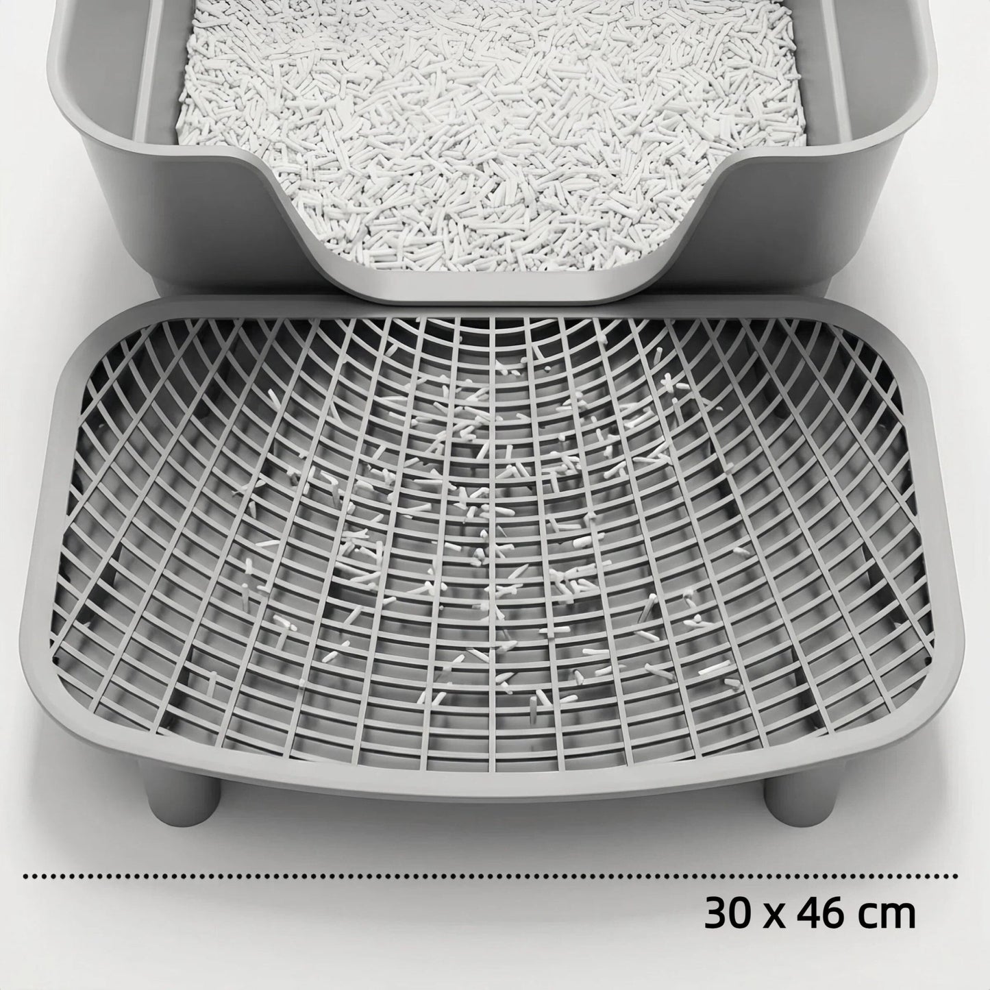 Large Open Cat Litter Tray with Anti - Tracking Step Platform - OKIEEPET