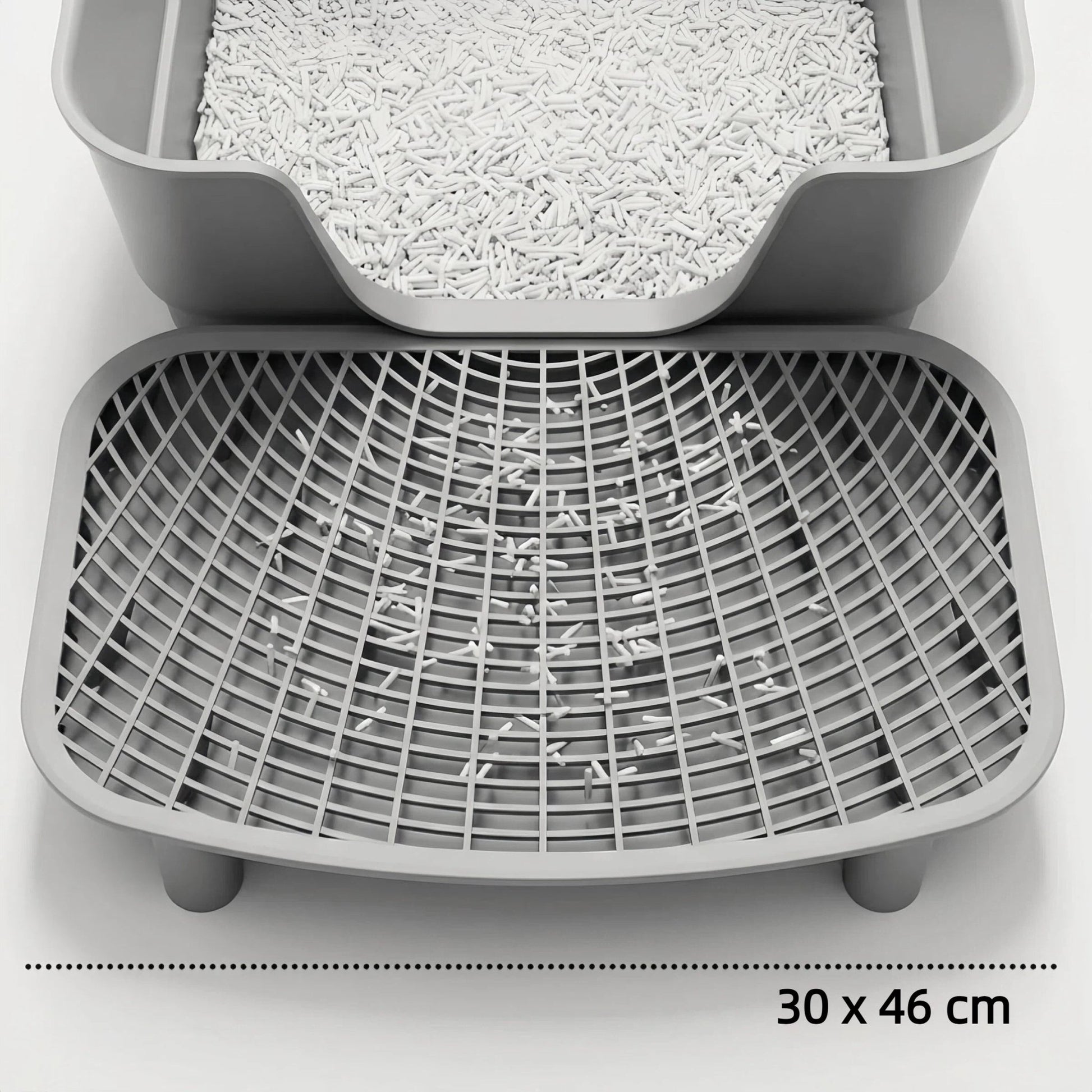 Large Open Cat Litter Tray with Anti - Tracking Step Platform - OKIEEPET