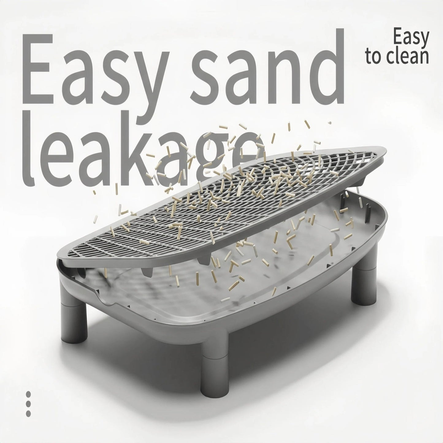 Large Open Cat Litter Tray with Anti - Tracking Step Platform - OKIEEPET