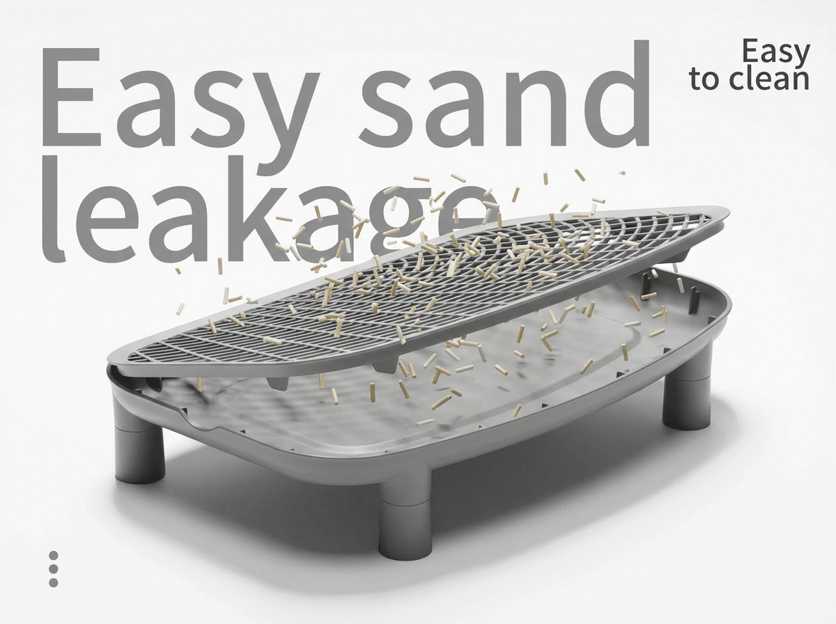 Large Open Cat Litter Tray with Anti - Tracking Step Platform - OKIEEPET