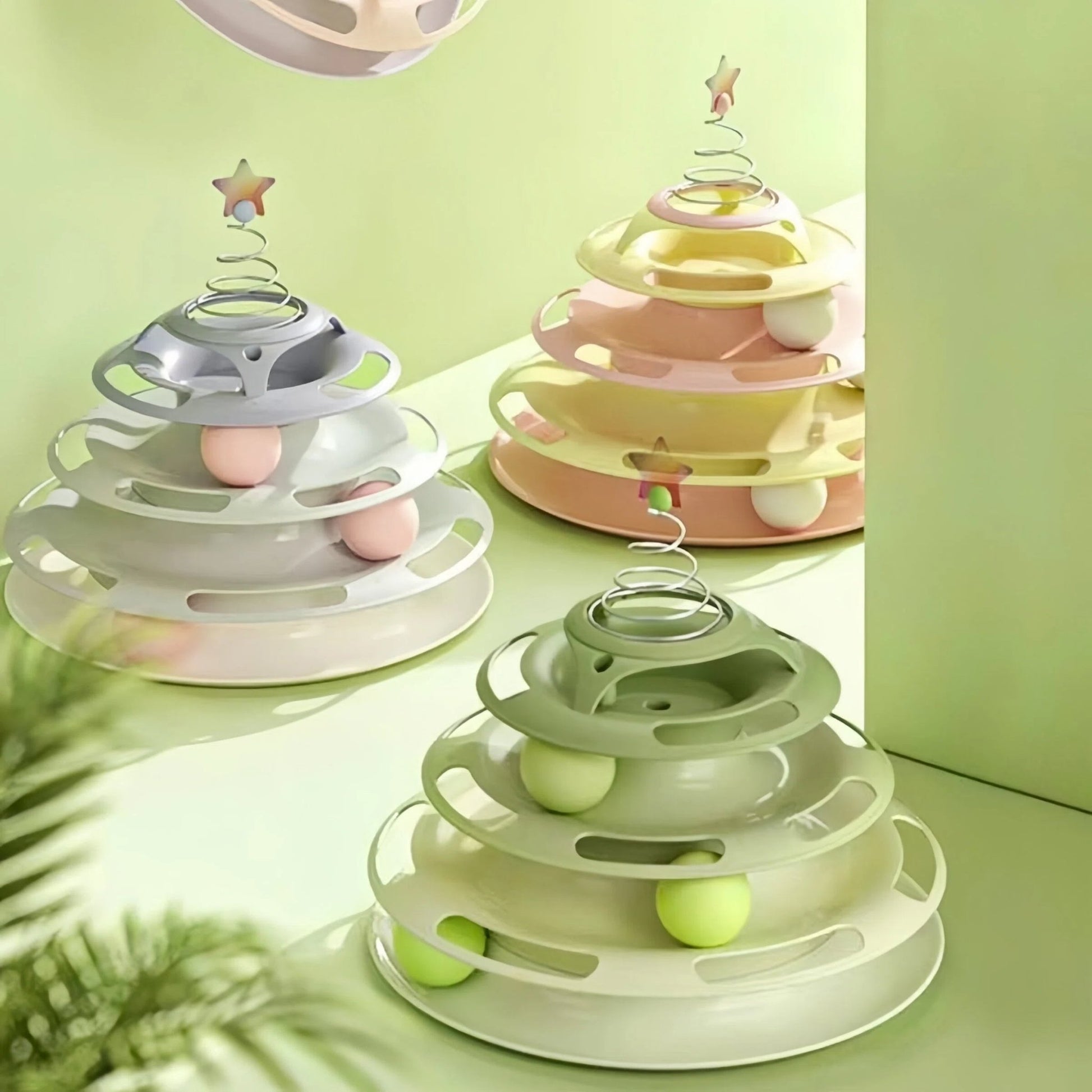 Multi - Layer Cat Track Ball Tower Toy – 3 Top Designs - OKIEEPET