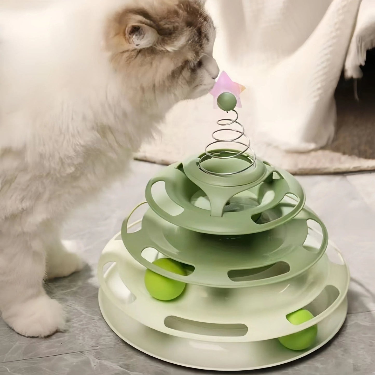 Multi - Layer Cat Track Ball Tower Toy – 3 Top Designs - OKIEEPET
