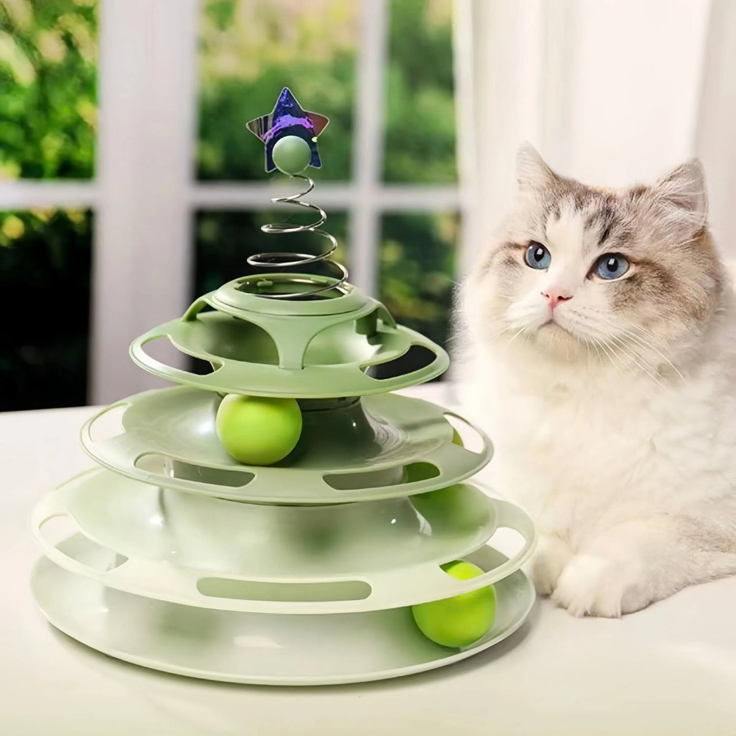 Multi - Layer Cat Track Ball Tower Toy – 3 Top Designs - OKIEEPET