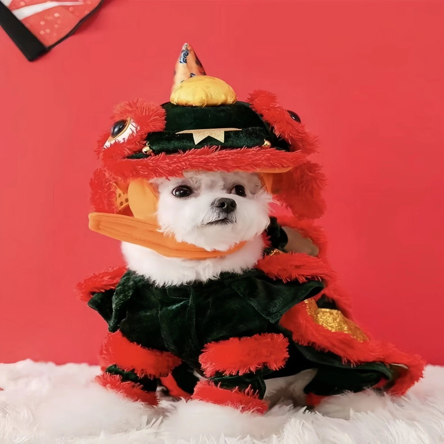 Pet Lion Dance Costume - Festive Pet Outfit - OKIEEPET