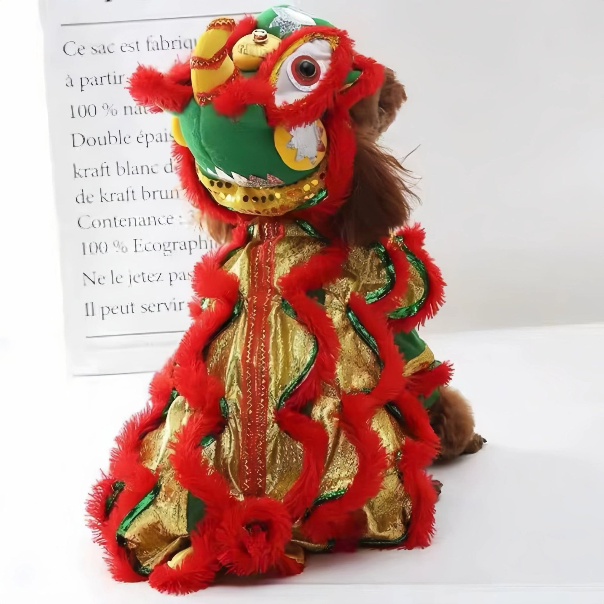 Pet Lion Dance Costume - Festive Pet Outfit - OKIEEPET