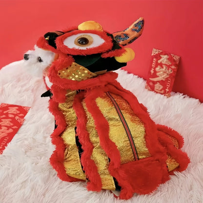 Pet Lion Dance Costume - Festive Pet Outfit - OKIEEPET