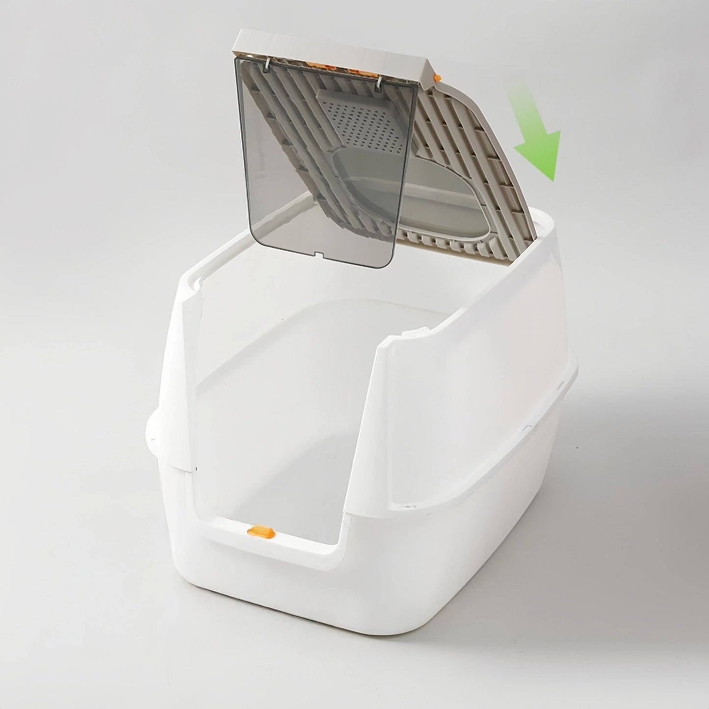 Pre - Order: 58cm Top - Exit Enclosed Cat Litter Box with Filter Lid – Grey - OKIEEPET