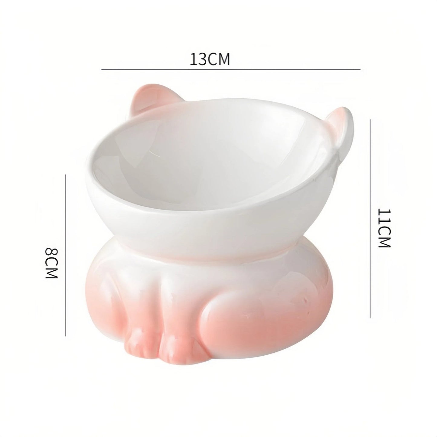 Pre - Order: Pastel Kitty Shaped Elevated Pet Bowl - OKIEEPET