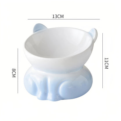 Pre - Order: Pastel Kitty Shaped Elevated Pet Bowl - OKIEEPET