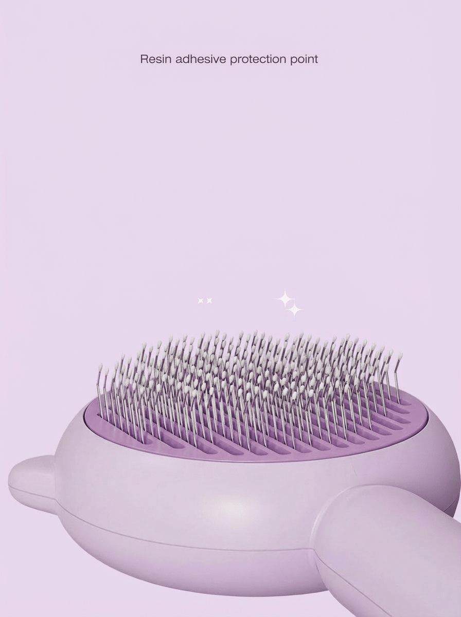 Purple Pet Hair Brush with Press - OKIEEPET