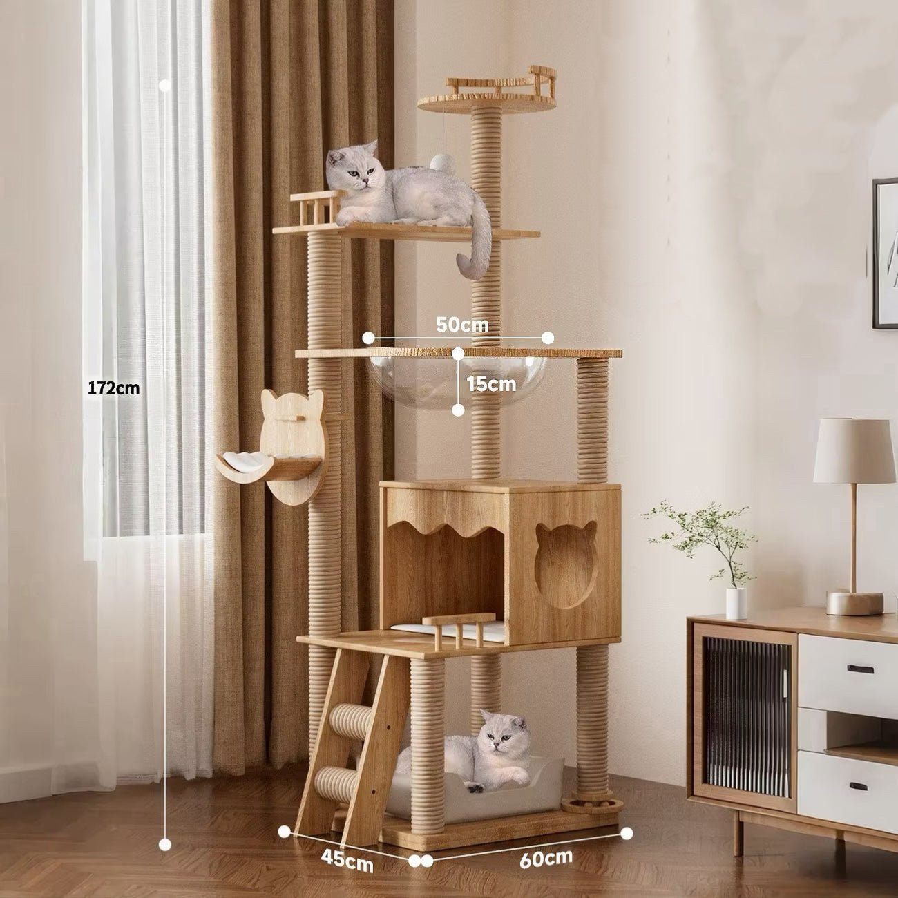 SkyNest Horizon Solid Wood Cat Tree - OKIEEPET