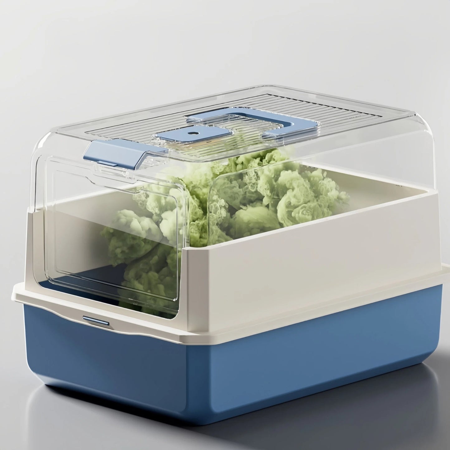 Pre-Order: 50cm Blue Grey Enclosed Cat Litter Box with FlipTop Lid & Scoop