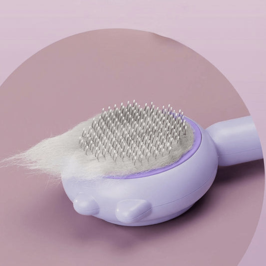 Purple Pet Hair Brush with Press