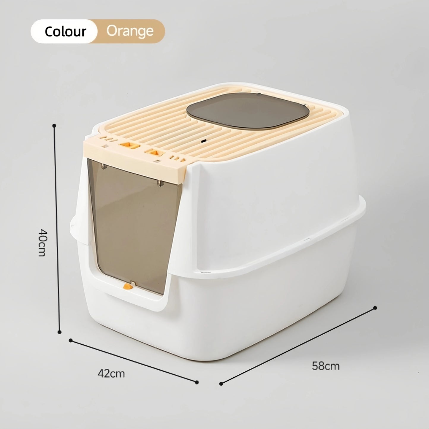 Pre-Order: 58cm Top-Exit Enclosed Cat Litter Box with Filter Lid – Grey