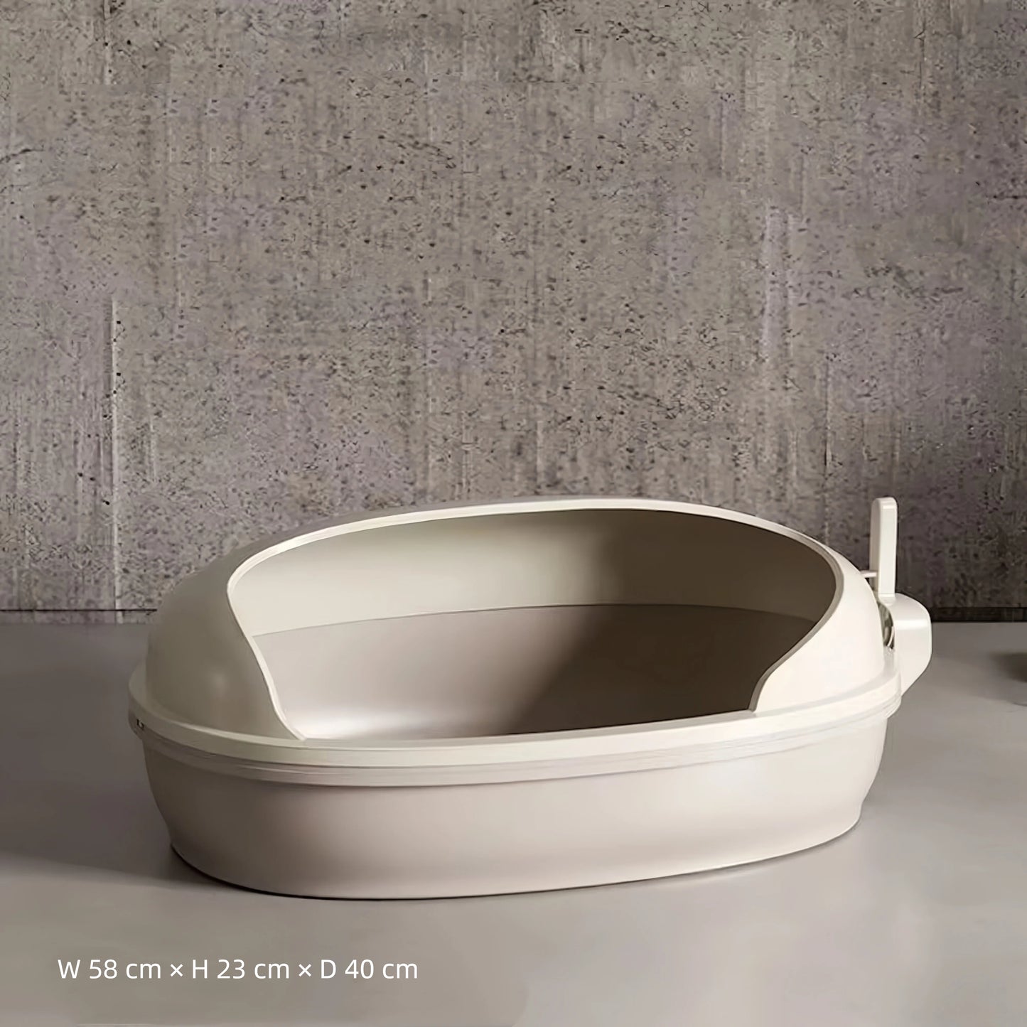 Pre-Order: 58cm High-Sided Semi-Enclosed Cat Litter Box with Splash Guard – Cream Beige