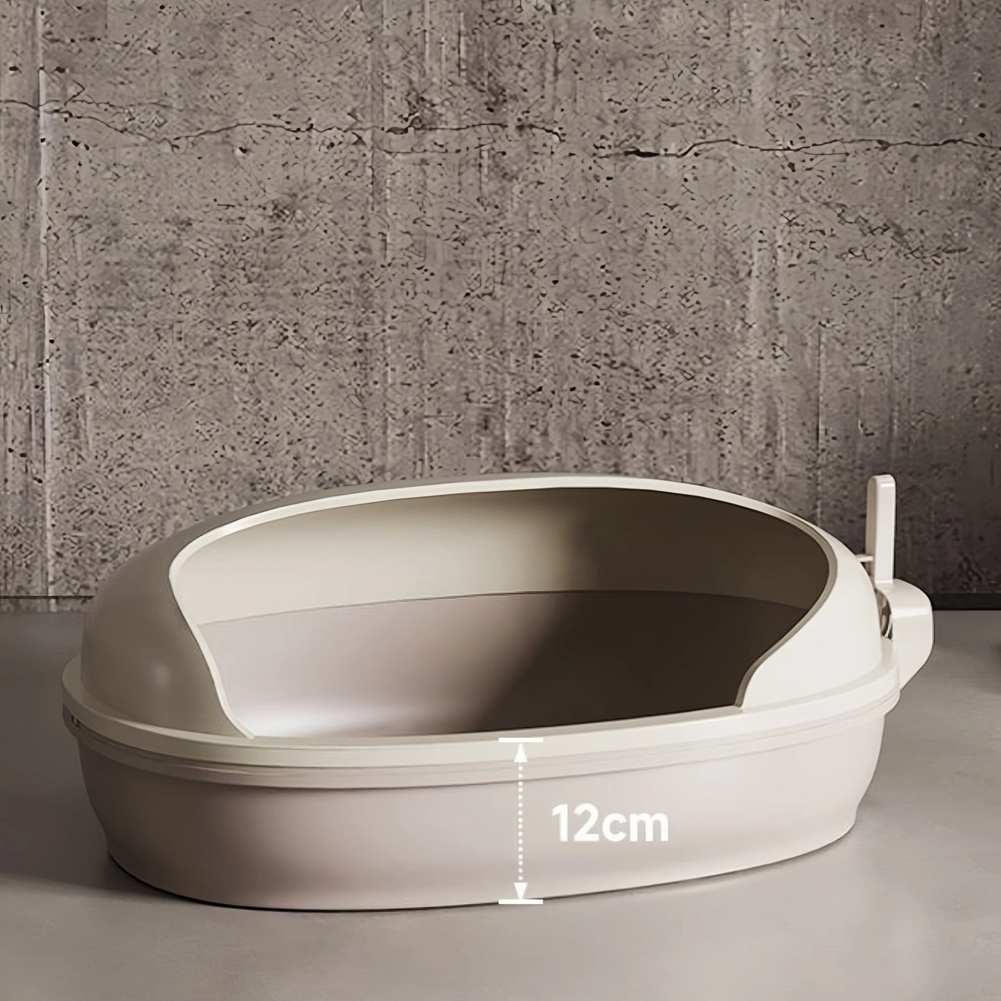 Pre-Order: 58cm High-Sided Semi-Enclosed Cat Litter Box with Splash Guard – Cream Beige