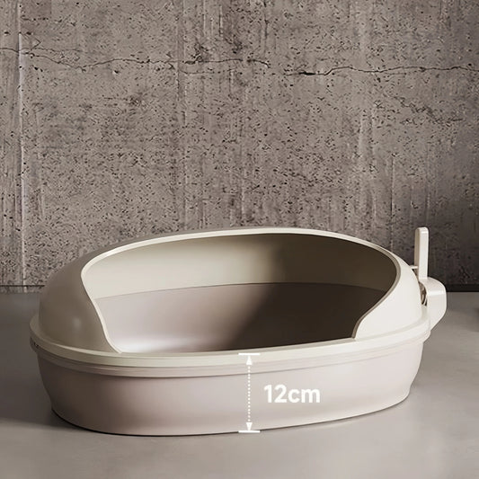 Pre-Order: 58cm High-Sided Semi-Enclosed Cat Litter Box with Splash Guard – Cream Beige