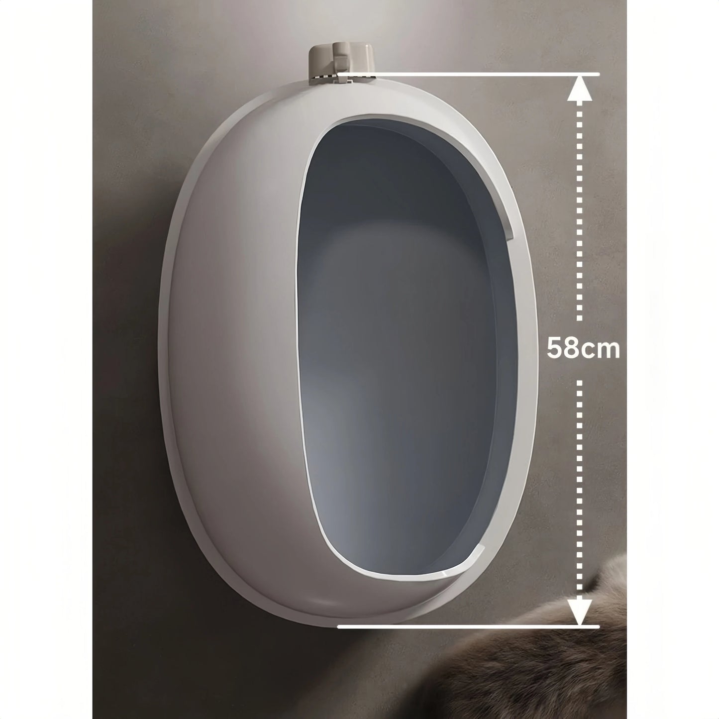 Pre-Order: 58cm High-Sided Semi-Enclosed Cat Litter Box with Splash Guard – Cream Beige